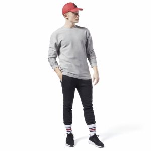 Bluza Męskie Reebok Training Essentials Twill Crew Szare PL 23HDNLT